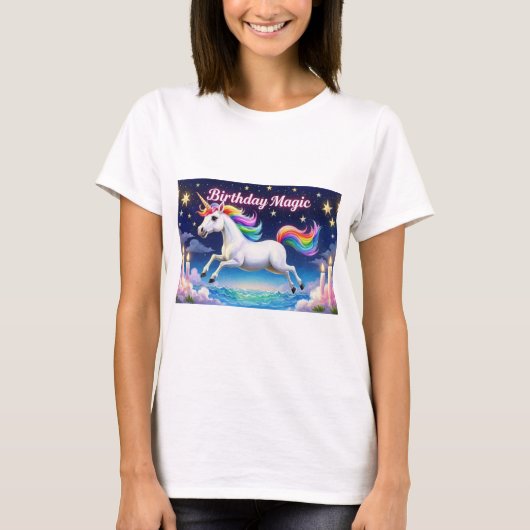 Birthday Magic poster Whimsical Einhorn Party Art T-Shirt (Vorderseite)