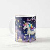 Birthday Magic Whimsical Einhorn Tee Tasse (Vorderseite Links)