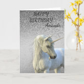 Birthday Magical Unicorn Glitzer Personalisiert Karte (Gelbe Blume)