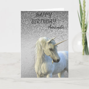 Birthday Magical Unicorn Glitzer Personalisiert Karte