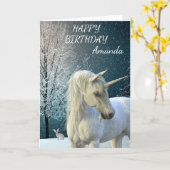 Birthday Magical Unicorn Schneeszene Personalisier Karte (Gelbe Blume)