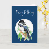 Birthday Magpie, Bird, Nature, Wildlife Karte (Gelbe Blume)
