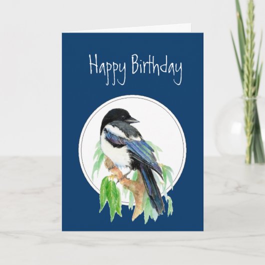 Birthday Magpie, Bird, Nature, Wildlife Karte (Vorderseite)