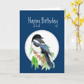 Birthday Magpie, Bird, Nature, Wildlife Karte (Gelbe Blume)