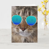 Birthday Maine Coon Cat In Sonnenbrille Karte (Gelbe Blume)