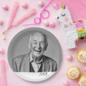 Birthday Male Stilvolles Foto Schwarz-weiß Monogra Pappteller (Party)