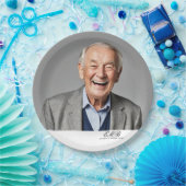 Birthday Male Stilvolles Foto Schwarz-weiß Monogra Pappteller (Party)