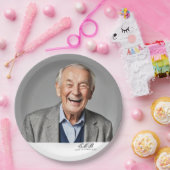 Birthday Male Stilvolles Foto Schwarz-weiß Monogra Pappteller (Party)