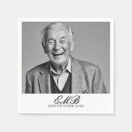 Birthday Male Stilvolles Foto Schwarz-weiß Monogra Serviette