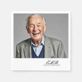 Birthday Male Stilvolles Foto White Monogram Serviette