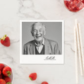 Birthday Male Stilvolles Foto White Monogram Serviette (Beispiel)
