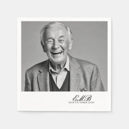 Birthday Male Stilvolles Foto White Monogram Serviette