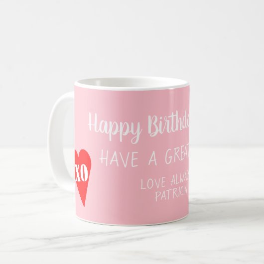 Birthday Mama Red Heart Kaffeetasse (Vorderseite Links)
