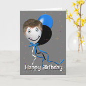 Birthday Man on Party Balloon Karte (Gelbe Blume)