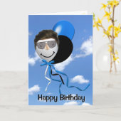 Birthday Man on Party Balloon Karte (Gelbe Blume)