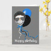 Birthday Man on Party Balloon Karte (Gelbe Blume)