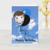 Birthday Man on Party Balloon Karte (Gelbe Blume)