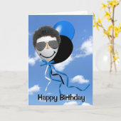 Birthday Man on Party Balloon Karte (Gelbe Blume)