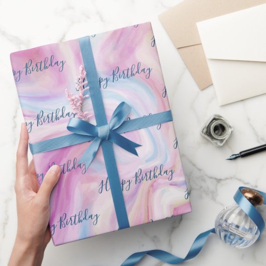Birthday Marble Abstrakt Swirl Geschenkpapier (Schenken)