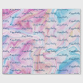 Birthday Marble Abstrakt Swirl Geschenkpapier (Flach)