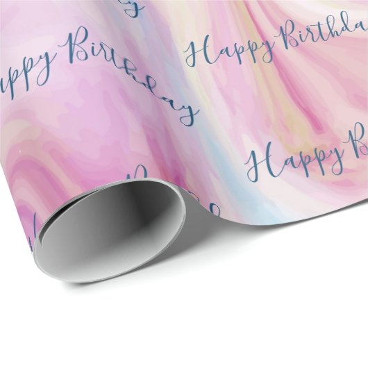 Birthday Marble Abstrakt Swirl Geschenkpapier (Rolleneckpunkt)