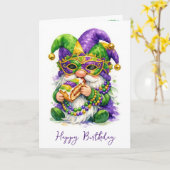 Birthday Mardi Gras Gnome Eating King Cake Karte (Gelbe Blume)