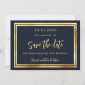 Birthday Marine Blau Gold Foto Save the Date Karte (Vorderseite)