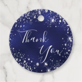 Birthday Marine blau silber Glitzer Staub danke Geschenkanhänger (Vorderseite)