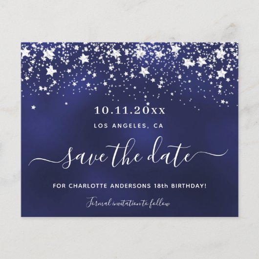 Birthday Marine blau silber rett Datum Party Haush Flyer (Vorne)