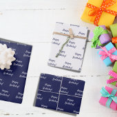Birthday Marine blau weiß Geschenkpapier Set