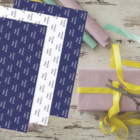 Birthday Marine blau weiß Geschenkpapier Set