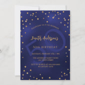 Birthday Marine blaue goldene Sterne Party Nummer Einladung (Vorderseite)