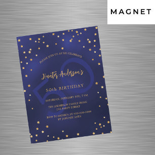 Birthday Marine blaue goldene Sterne Party Nummer  Magneteinladung