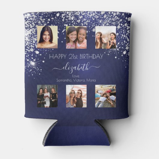 Birthday Marine blauen Freunde Foto Dosenkühler (Vorderseite)