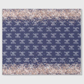 Birthday Marine blauen Rose Goldname elegant Geschenkpapier (Flach)