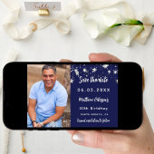 Birthday Marine blaues silbernes Foto Save the Dat Date