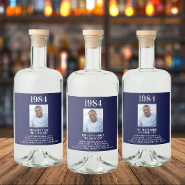 Birthday Marine Blue Foto Spaß Fakten Bio-Jahr Geb Alkoholflaschenetikett