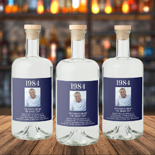 Birthday Marine Blue Foto Spaß Fakten Bio-Jahr Geb Alkoholflaschenetikett