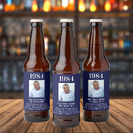 Birthday Marine Blue Foto Spaß Fakten Bio-Jahr Geb Bierflaschenetikett