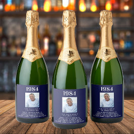 Birthday Marine Blue Foto Spaß Fakten Bio-Jahr Geb Schaumweinetikett