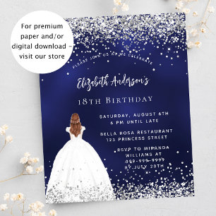 Birthday Marine Blue Glitzer Einladung