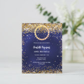 Birthday Marine Blue Gold Diamond Foto Einladung (Stehend Vorderseite)
