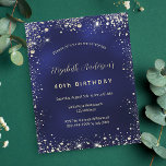 Birthday Marine Blue Gold Glitzer Einladung Flyer<br><div class="desc">Bitte beachten Sie, dass diese Einladung auf Flyer Papier und sehr dünn ist. Umschläge sind nicht enthalten. Für dickere Einladungen (gleiche Gestaltung) besuchen Sie bitte unseren Shop. Marineblau, mit Imitaten verziert mit goldenem Glitzer Staub. Die blaue Farbe ist ungleichmäßig. Personalisieren und fügen Sie Ihren Namen und Ihre Daten hinzu. Der...</div>