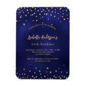 Birthday Marine Blue Gold Herz Skript Luxus Magnet (Vertikal)