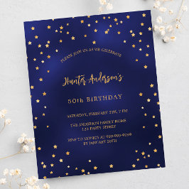 Birthday Marine Blue Gold Sterne Budget Einladung