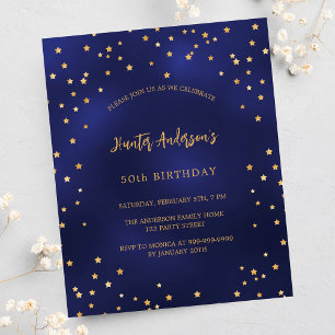 Birthday Marine Blue Gold Sterne Budget Einladung