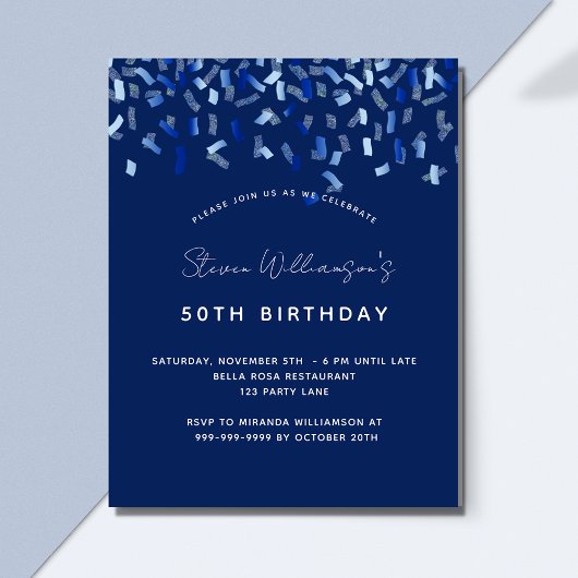 Birthday Marine Blue Männer Typ Einladung Flyer
