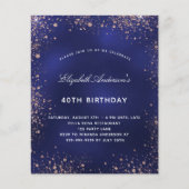 Birthday Marine Blue Rose Gold Einladung Flyer (Vorne)