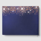 Birthday Marine Blue Rose Gold Glitzer Name Gästebuch (Rückseite)