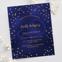 Birthday Marine Blue Stars Nummer Budget Einladung